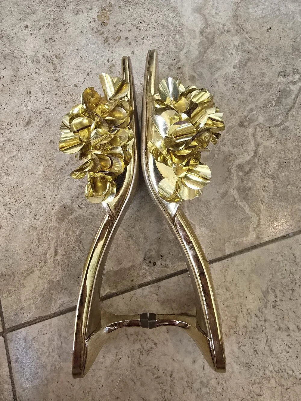 NWOB Larroude Greta Disco Mules Gold Size 9